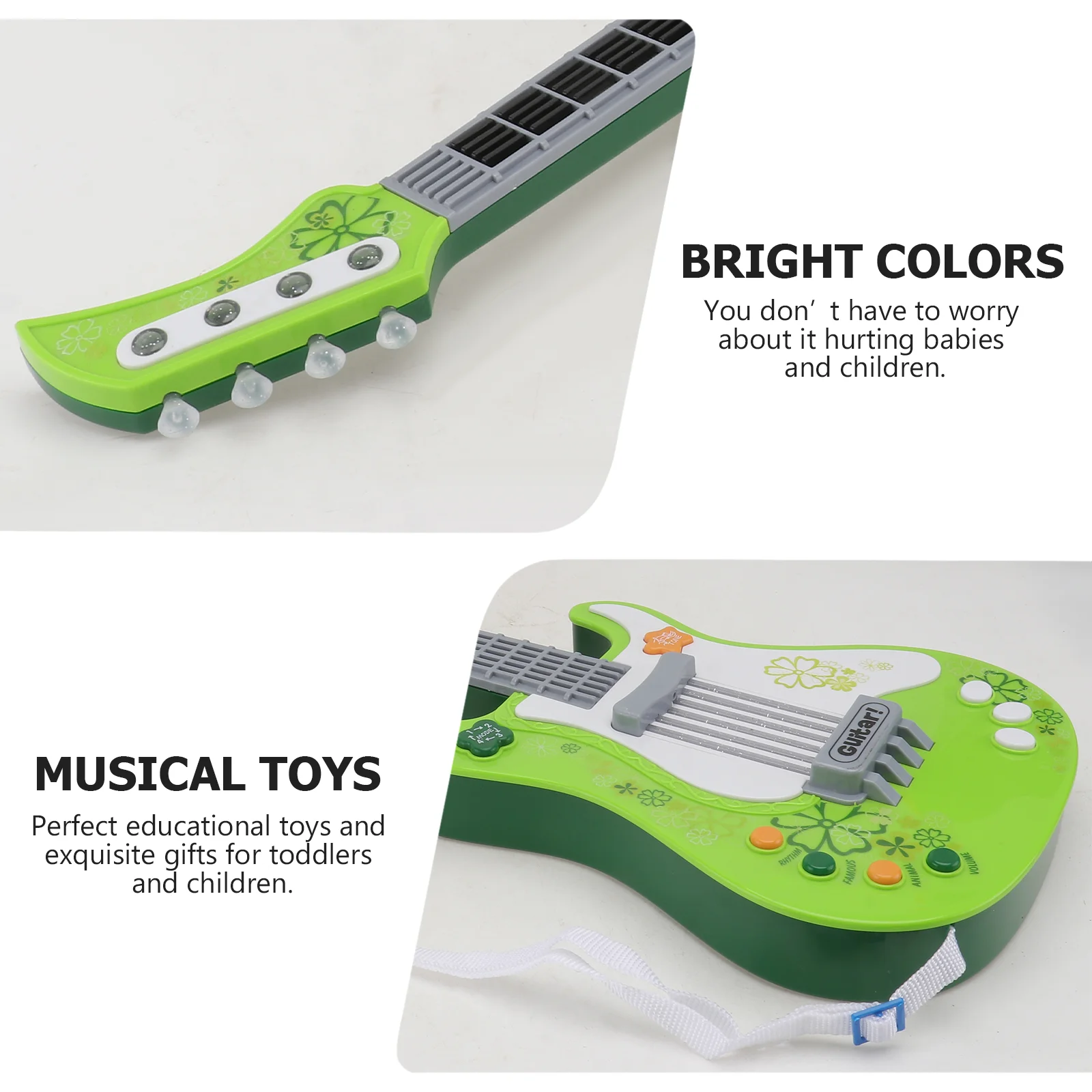 Reproductor de graves de simulación para niños, instrumento musical de guitarra, juguetes educativos para edades tempranas, guitarra electrónica con luces para niños Gi