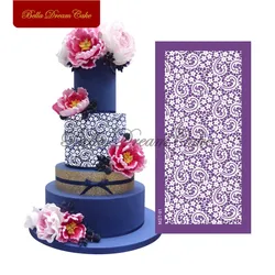 Flower Design Mesh Stencil Wedding Lace Cake Border Template DIY Royal Cream Fondant Mould Cake Decorating Tools Bakeware