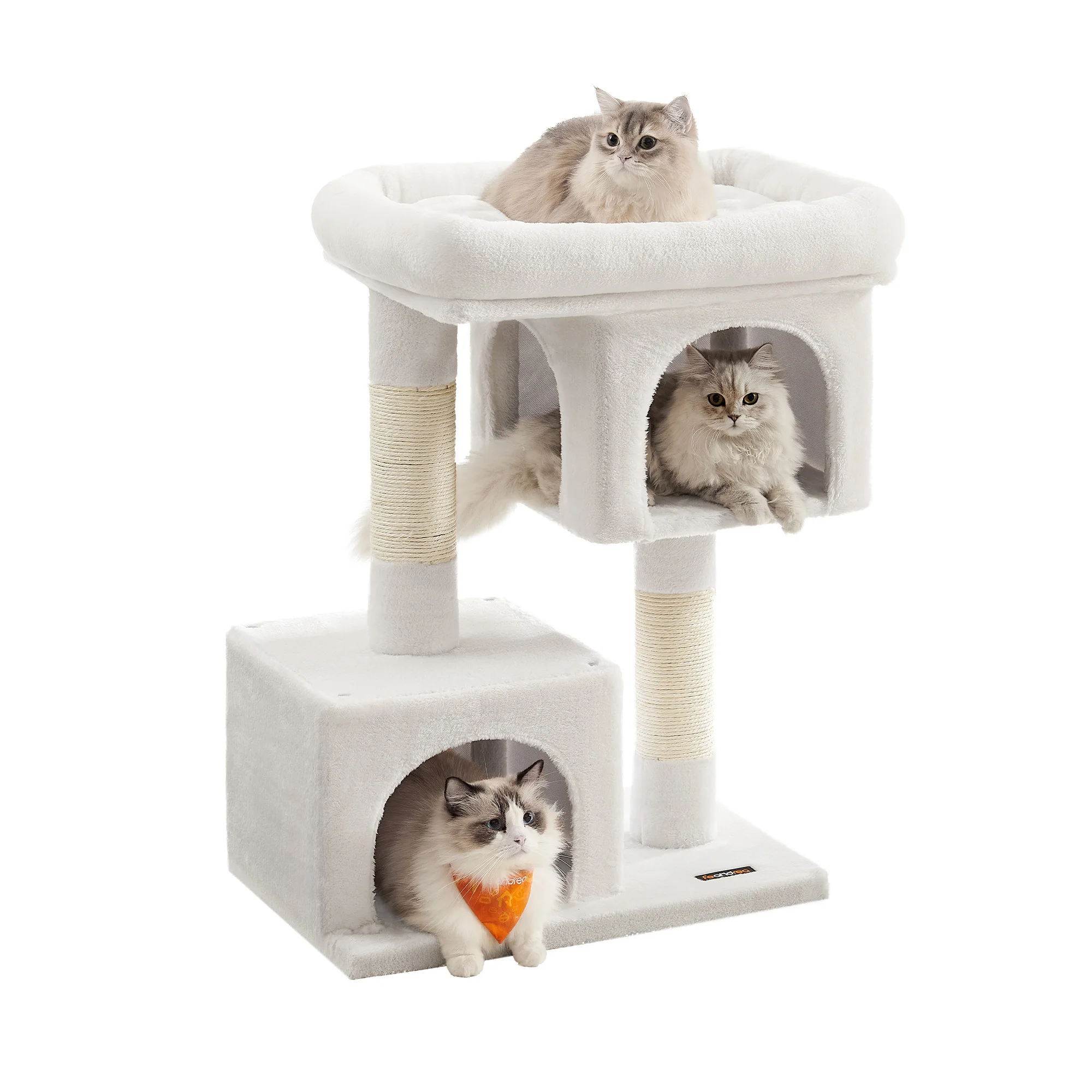 Feandrea Cat Tree, 33.1-Inch Cat Tower, L, Cat Condo for Large Cats up to 16 lb, Large Cat Perch, 2 Cat Caves, Scratching Post