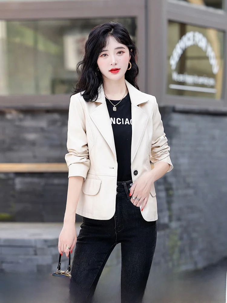 

Модная женская приталенная куртка из натуральной кожи, весенняя одежда, пальто из овчины, стильная верхняя одежда