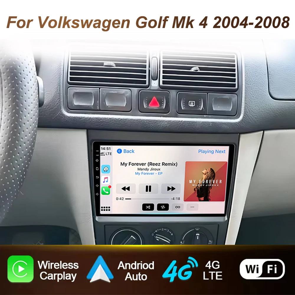 

Car Radio Android 15 For Volkswagen Golf Mk 4 2004-2008 Carplay Multimedia Video GPS Navigation Player 4G WIFI Screen 2din DVD