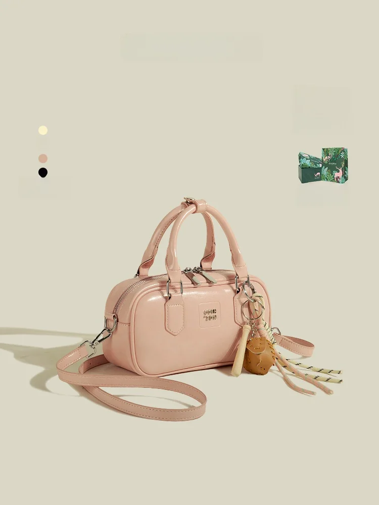 

MuziKai Women's Bowling Bag Shoulder Crossbody Bag Commuting to Work Handbag Korean Style Polyester Medium Size