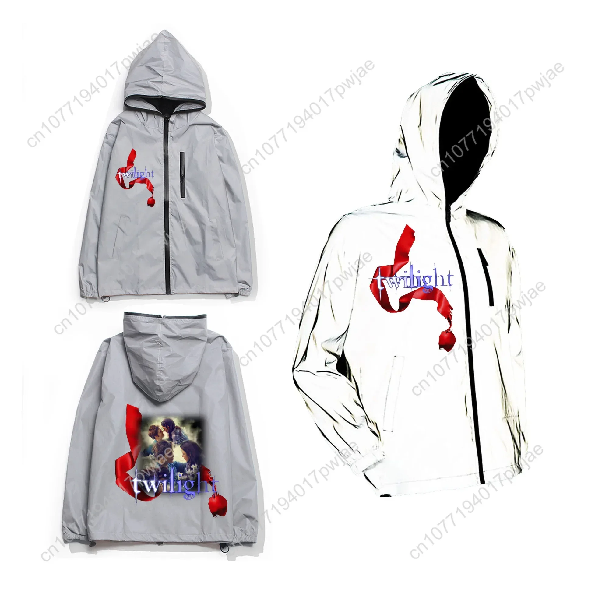 Twilight Classic Movie Edward Bella Reflective Jacket Mens Womens Coat Hooded Windbreaker Run Pocket Jackets Customized Hoodie