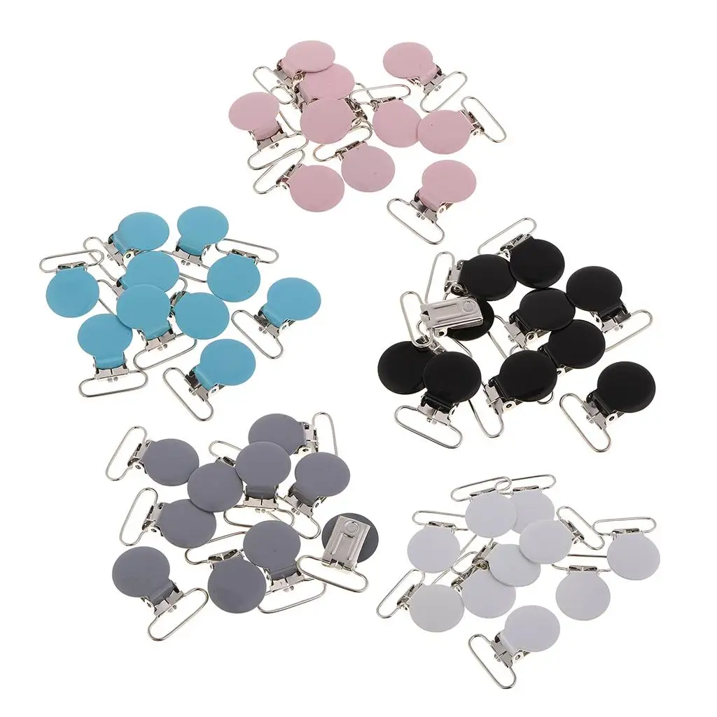 Pacifier Suspender Clip Iron DIY Snap Fastener Garment Clip Toy Holder for Baby Soother Teether