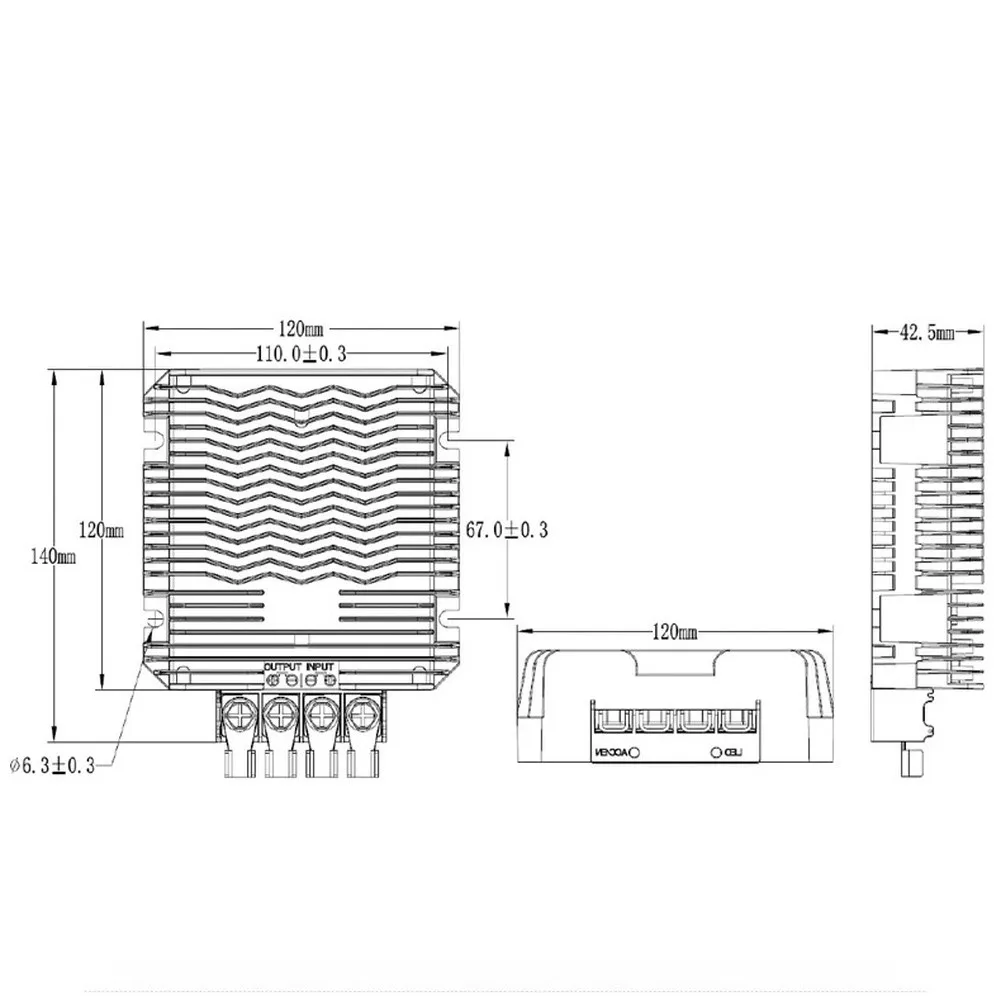 DC-DC Converter 24V Input to 12V Output 100A 1200W for For transformer High Efficiency 97.3% IP67 Waterproof Design