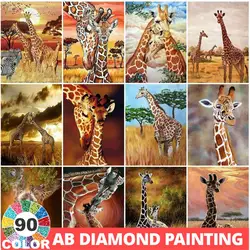 AB 90 colori pittura diamante 5D animale ricamo giraffa punto croce kit artistico immagine decorazioni per la casa set di adesivi murali trapano completo