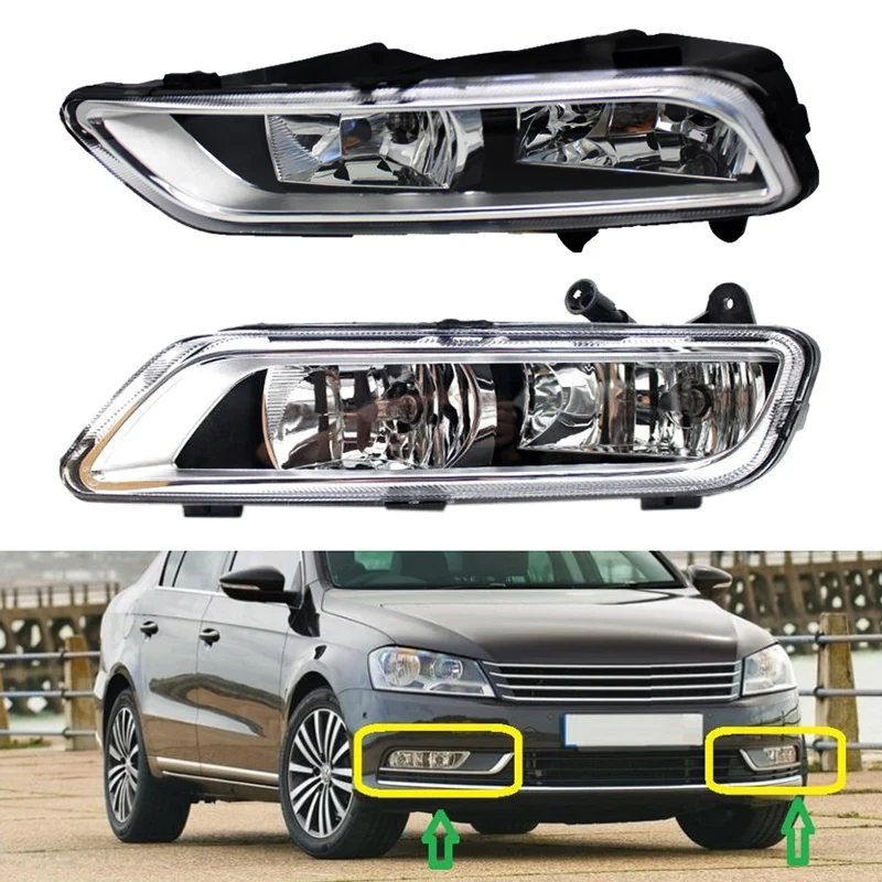 2 x Car Front Fog Lights Lamp Replacement For- Passat B7 2011-2015 with