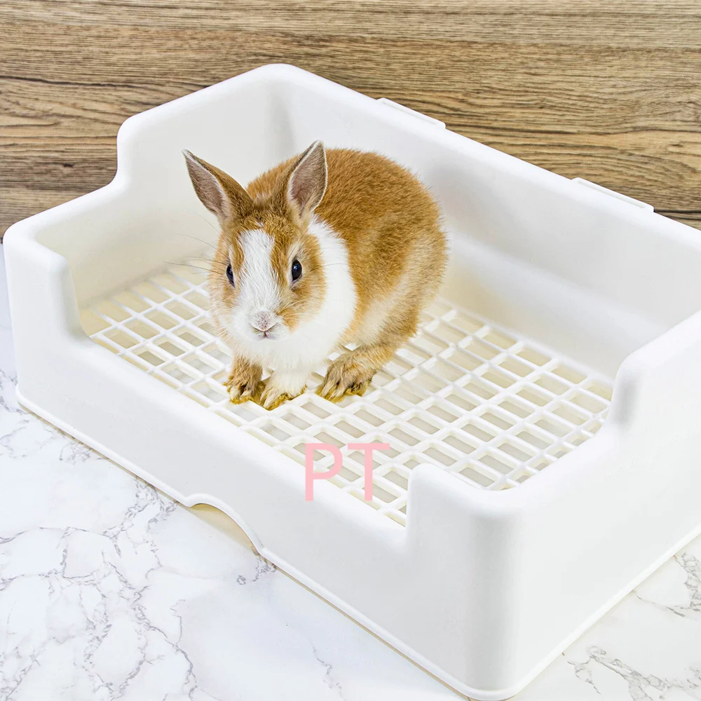 Large Rabbit Litter Box Guinea Pig Bunny Toilet Accessories Trainer Potty Corner Small Animal Drain Pee Tray with Drawer