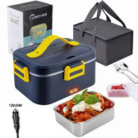 1.8L Food Heater 3 in1 Portable Leakproof Heated Lunch Box 75W Electric Lunch Box for Car Truck Office with Insulated Carry Bag