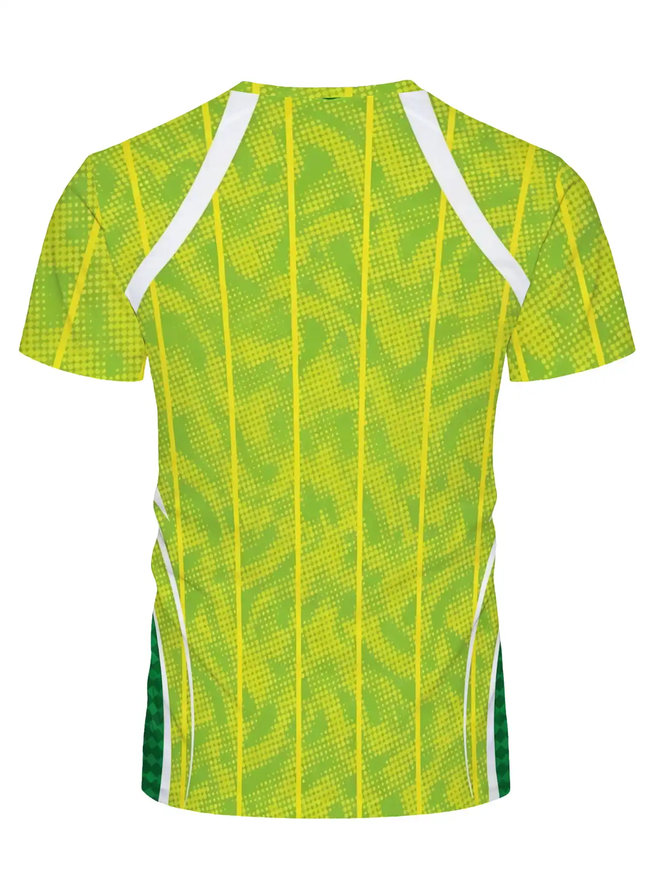 Men Sports Short Sleeve T-Shirt Quick Dry High Elastic Green Vertical Stripe Print Breathable Slim Fit Training Top view 4