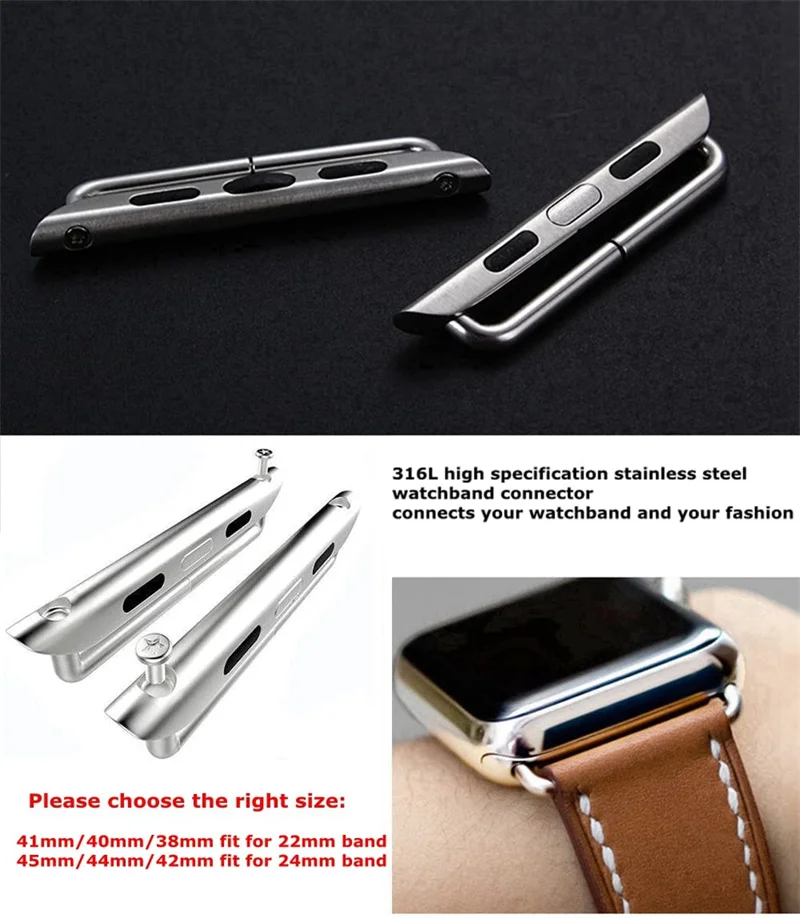 Watch Strap Connector Replaceable Metal Band Adapter For Apple Watch Series 9 8 Ultra 7 SE 6 5 49-45-41mm 44mm bands accessories