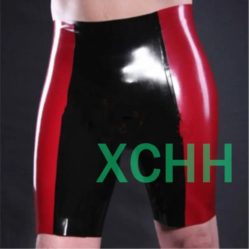 

New Style Fetish Latex Men Black and Red Tight Short Pants Sexy mals Rubber Latex Brief Custom made