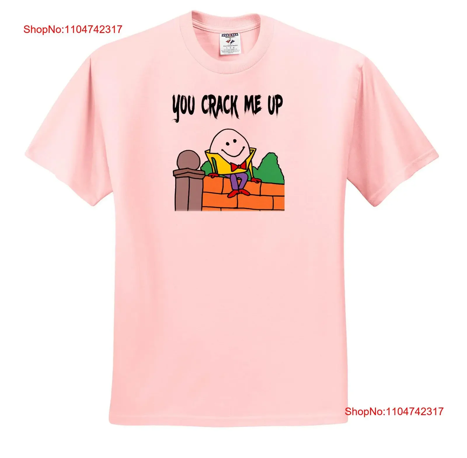 3dRose Divertido Lindo Humpty Dumpty Huevo en la Pared You Crack me up Satire Camiseta vintage Lavado ropa de diseñador Casual Versátil