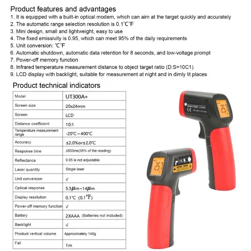 29EB Handheld Temp Reader dengan alat pengukuran digital backlit off