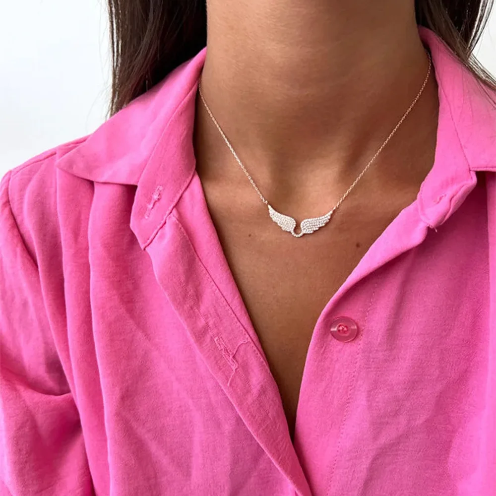 New Creativity Angel Wings Unique Design Pendant Necklace Classic Accessories All-match Personality Clavicle Chain Charm Jewerly