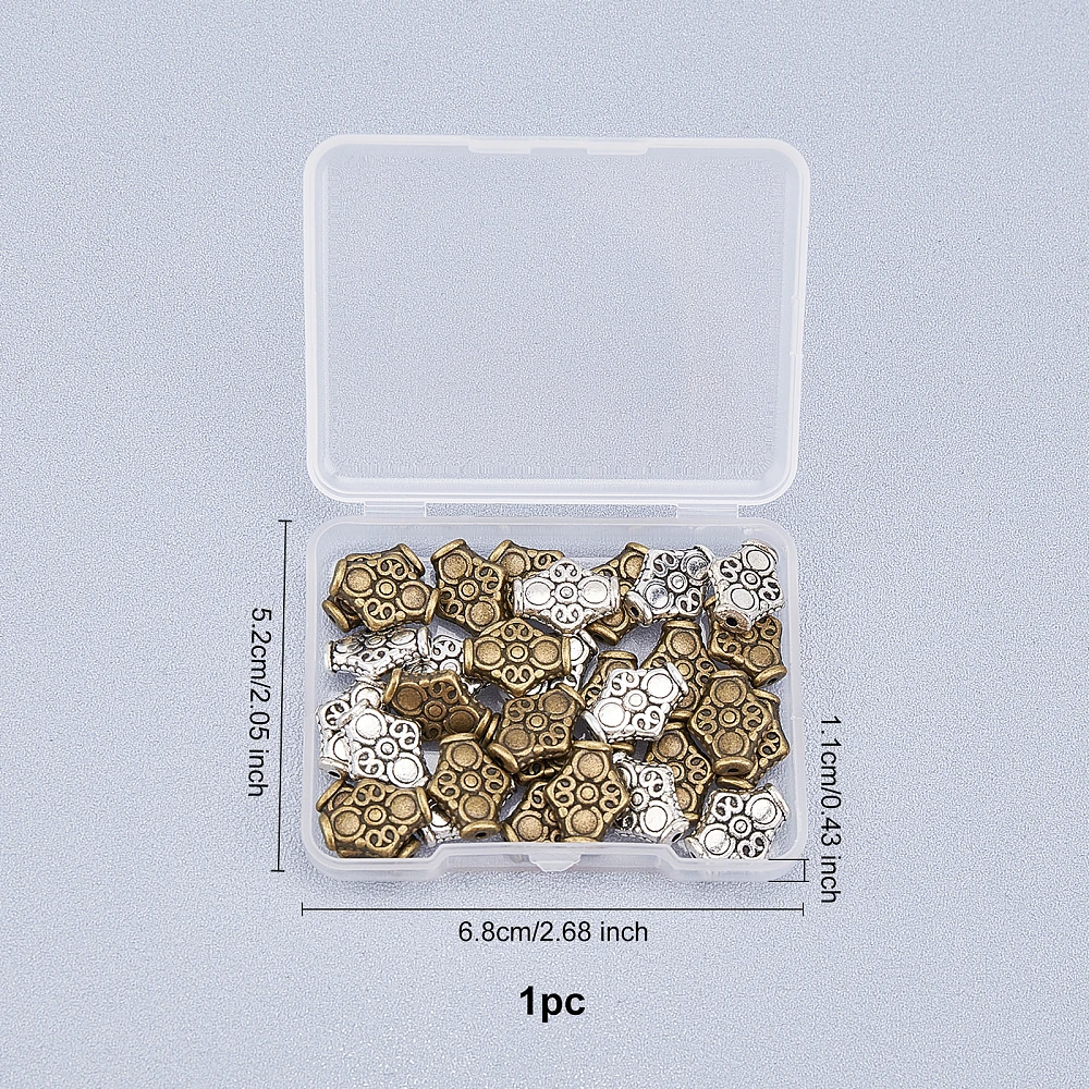 Style Alloy Beads Lead Free Cadmium Free Rhombus Mixed Color 15x12.5x4.5mm Hole: 1.5mm 2 colors 20pcs/color 40pcs/box view 6