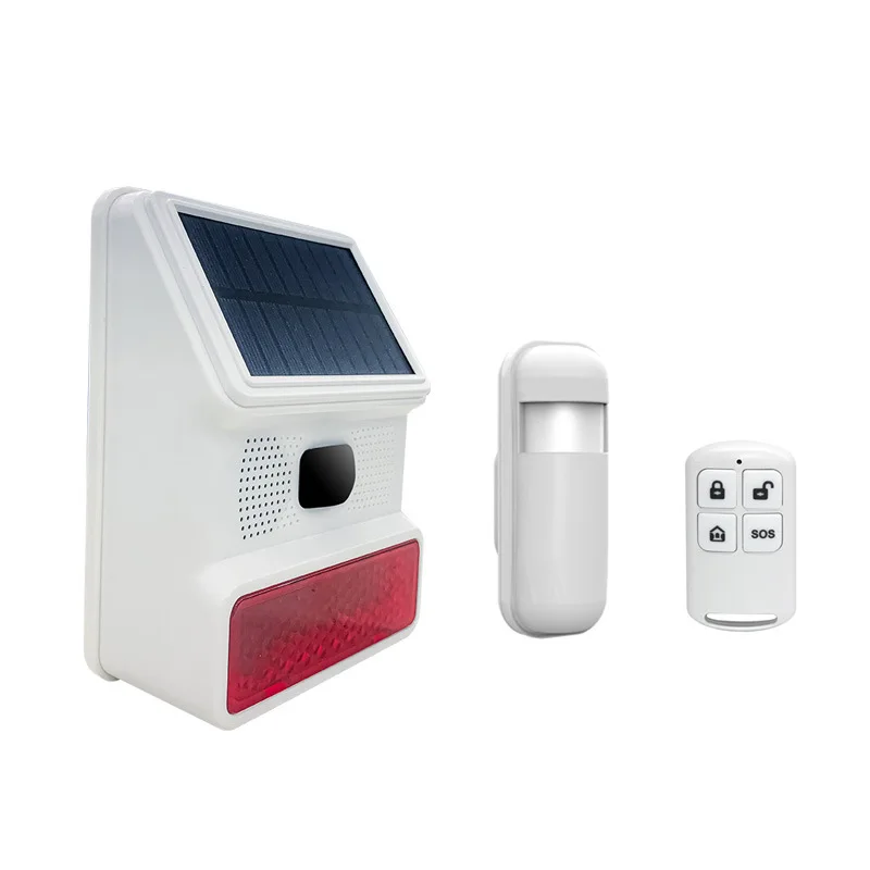 

Беспроводная звуковая и световая сирена на солнечной энергии, система охранной сигнализации, датчик сигнализации для домашней безопасности, двери, окна