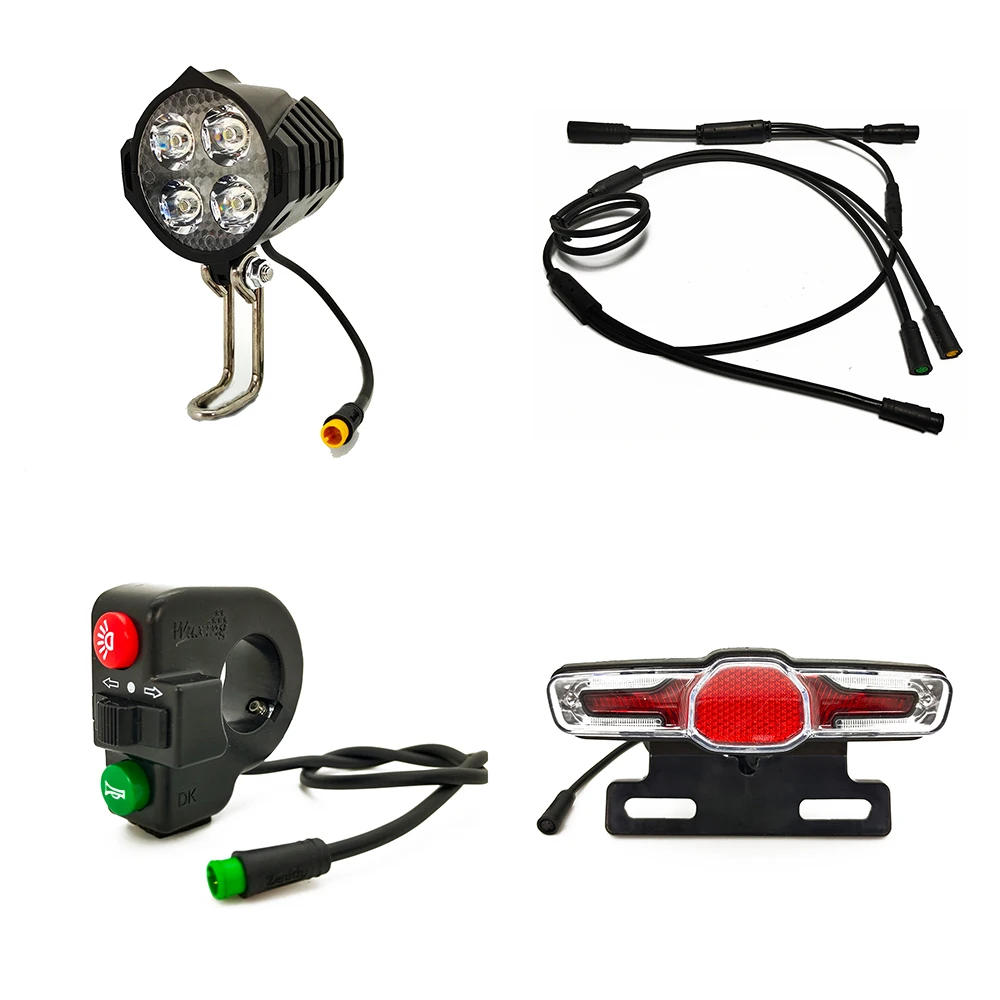 EBKE 2105 Waterproof Cable Integrated Light Set FrontLight RearLight Turn Signal BrakeLight For Bafang Center Motor BBS 01 02 HD