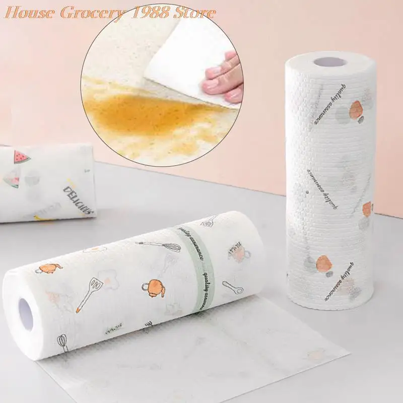 Reusable kitchen rags lazy rags washable kitchen paper thickened wet and dry printed Dish cloth Towels Kitchen Cleaning Supplies