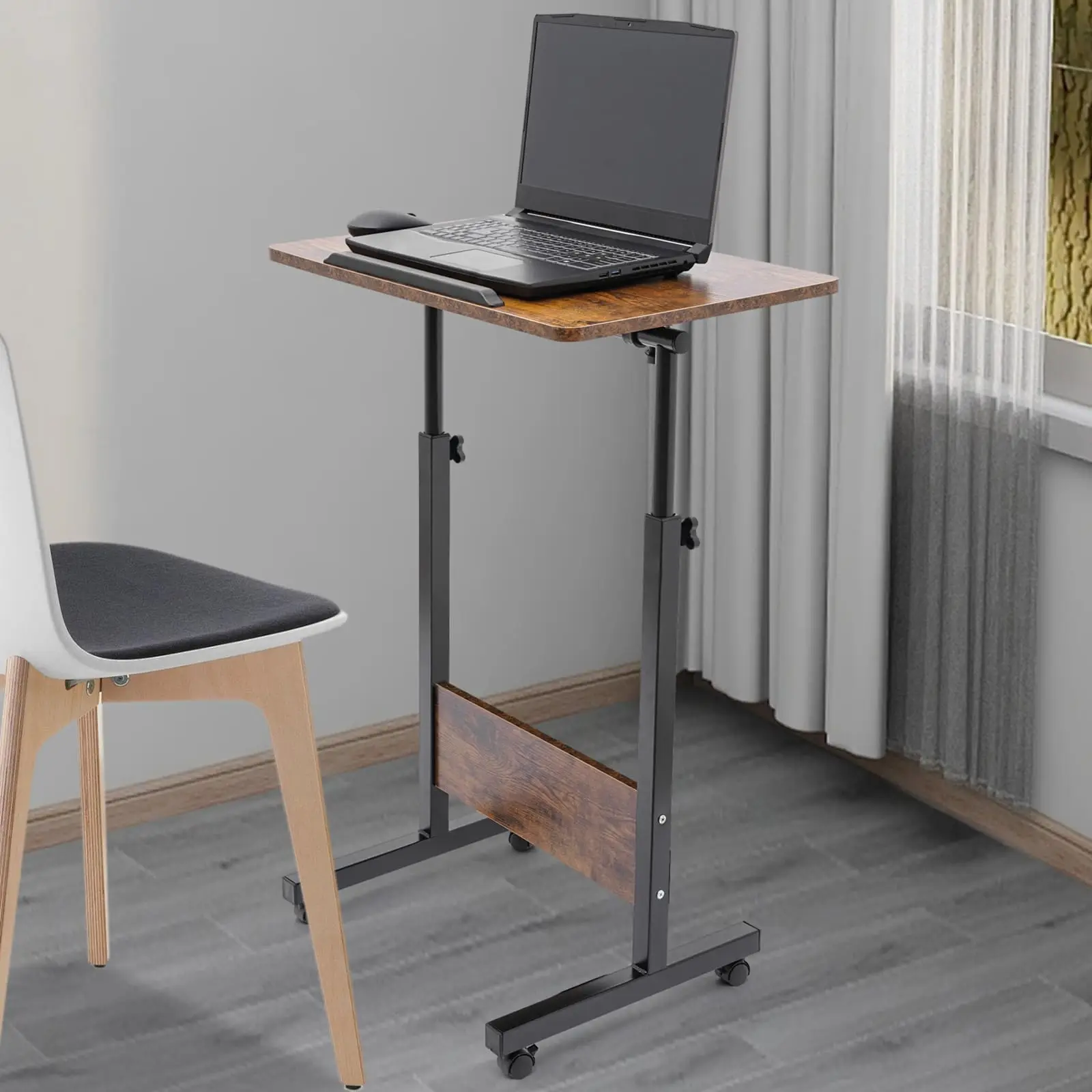 Небольшой стоячий стол с колесиками, регулируемая высота, вращающийся стол для ноутбука, портативный мобильный стол для книг, рабочий стол