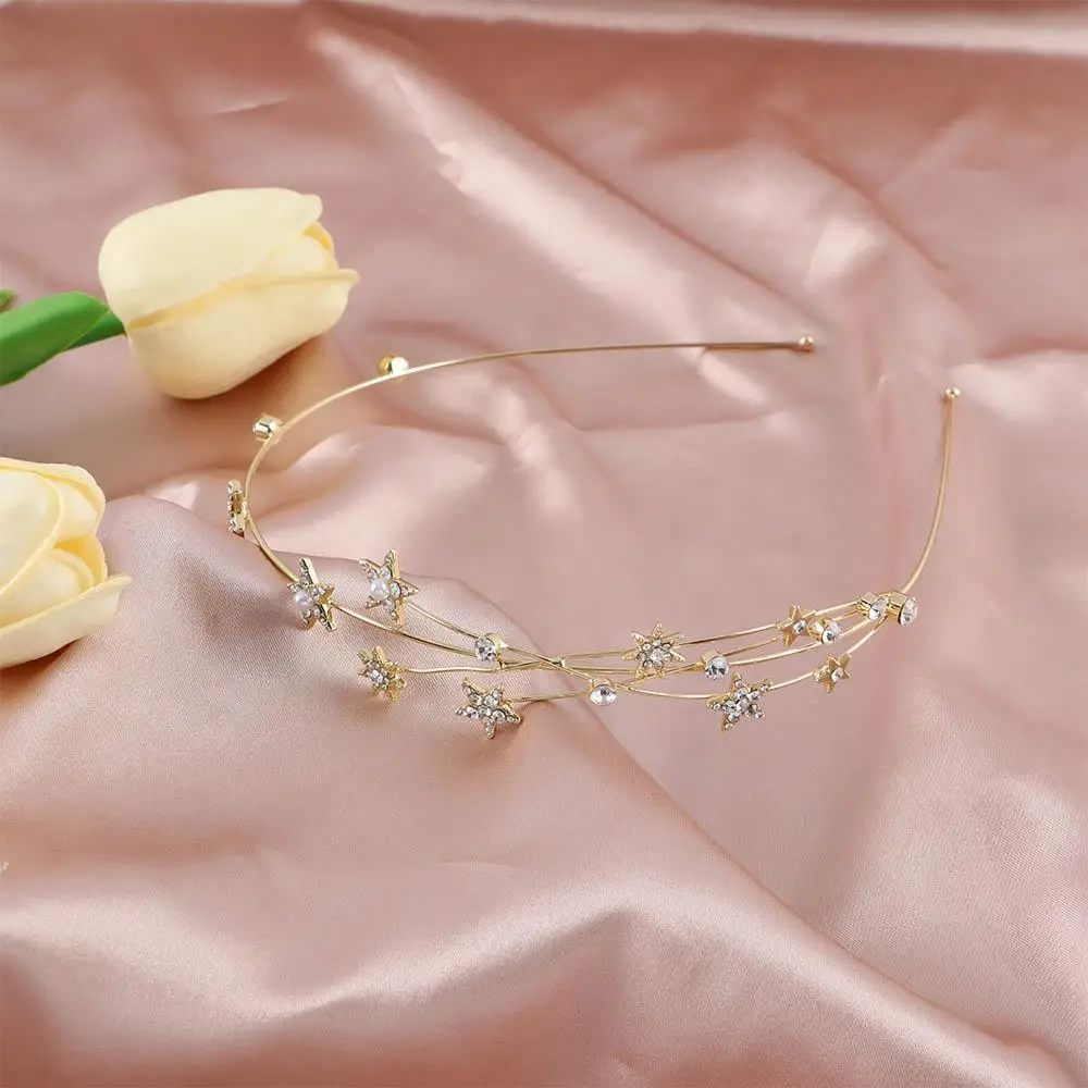 أنيقة جديدة النساء الشعر هوب حجر الراين الفتيات الجوف يترك مضفر أداة كريستال العصابات الشعر نجمة عقال