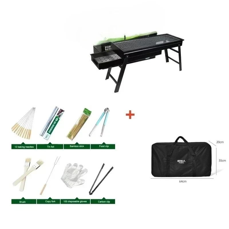BAYKINGWIN Neuer großer BBQ-Grill, zusammenklappbar, tragbar, Holzkohle, Outdoor, Camping, Picknick, Brenner, faltbar, Holzkohle-Camping-Grillofen 4