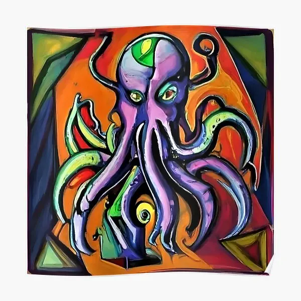 Cthulhu On Pablo P Cubism Style 1  Poster Home Art Print Room Vintage Funny Decoration Mural Modern Picture Wall Decor No Frame