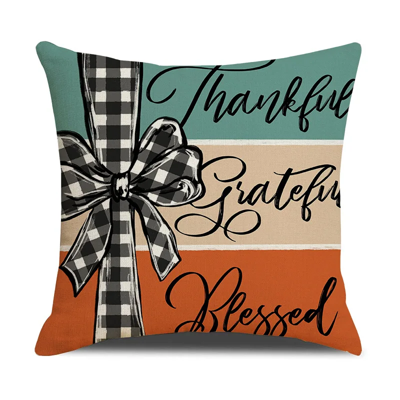 Decoración del hogar, funda de almohada con estampado de calabaza, poliéster, 45x45cm, funda de almohada decorativa, accesorios para sofá