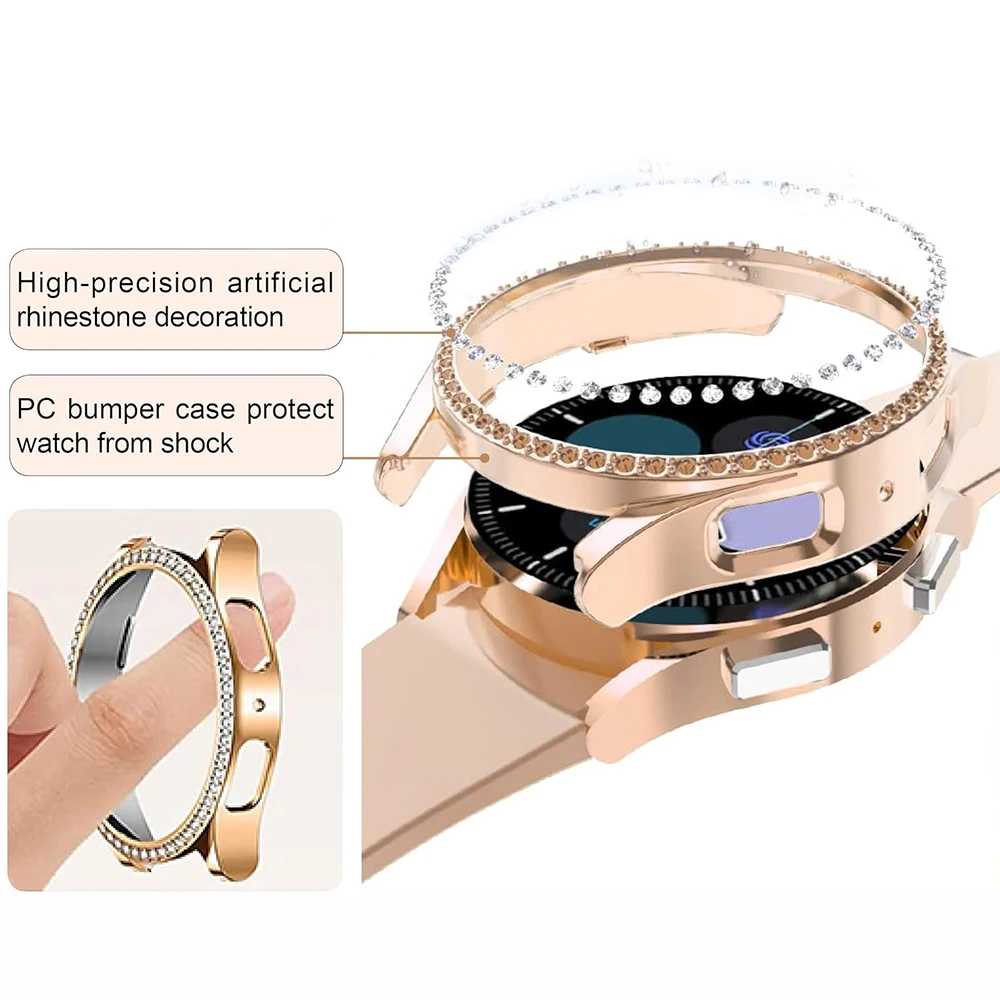 Bling watch Case for Samsung Galaxy Watch7 6 5 4 40mm 44mm Diamond-inlaid hollowed PC protective case Lightweight and drop-proof