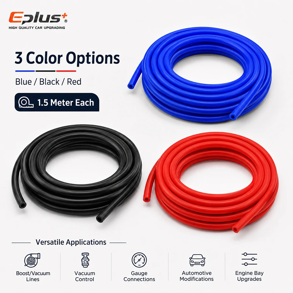 EPLUS Universal 1,5 Meter Rot Blau Schwarz Silikon-Vakuumschlauch ID 3mm-12mm Hitzebeständig Flammhemmend Auto Motorrad Schlauch – Detail 4