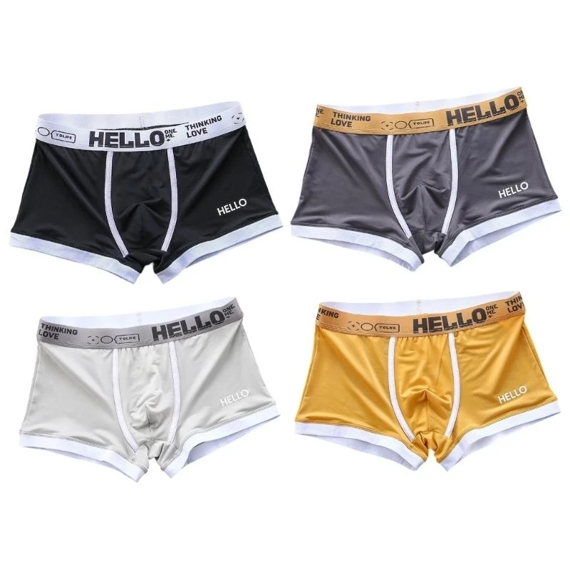 

Men Breathable Underwear,No Riding Up Briefs with Comfort Flexible Waistband Breathable Ice Silk Trunk Underwear