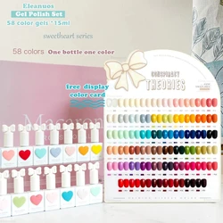 Eleanuos 58color sweet love macarone 15ml one color nail gel set vernice UVLED semi permanente led pure color nail gel art design