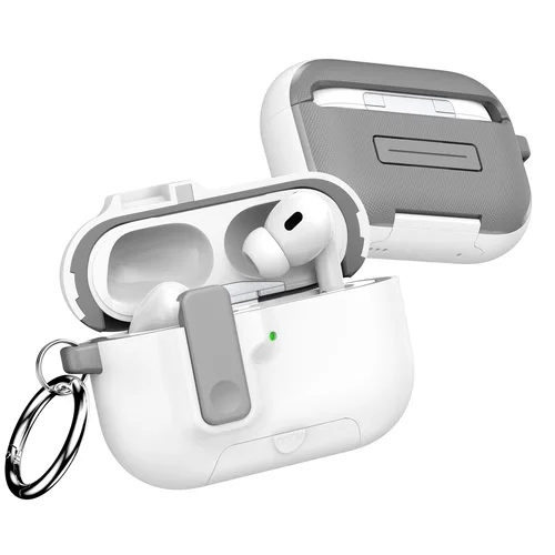 Imagen 2 del producto Con soporte para teléfono para funda AirPods Pro 3 con bloqueo seguro cubierta protectora a prueba de golpes con llavero para AirPods Pro 3