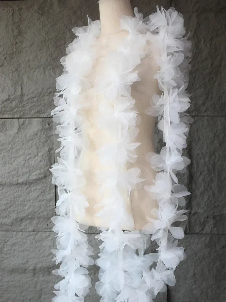 Large Flower Organza Fabric Decorative Dress Lace Accessories Wholesale Cloth for Sewing Diy By Meters Material