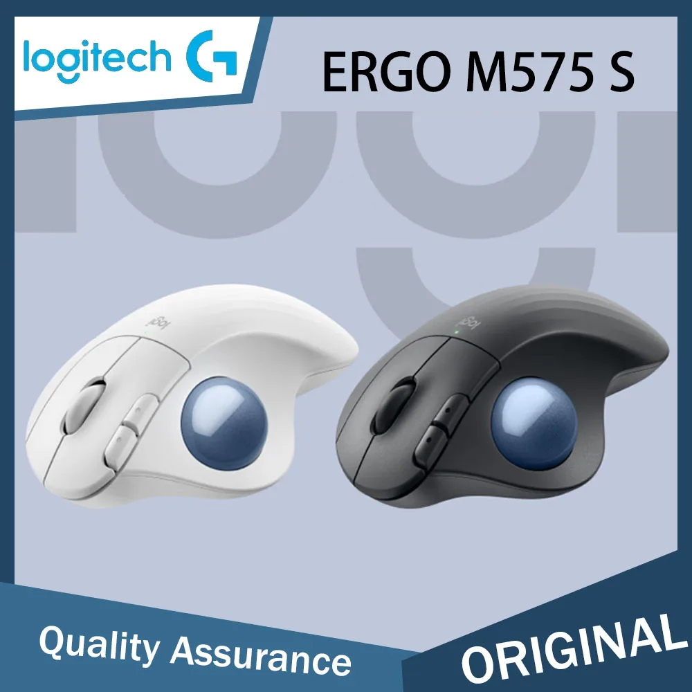 Logitech ERGO M575 S Ergonomische Maus, Trackball-Maus, kabelloser Bluetooth-Dual-Modus, Büromaus mit kabellosem 2,4-G-Empfänger