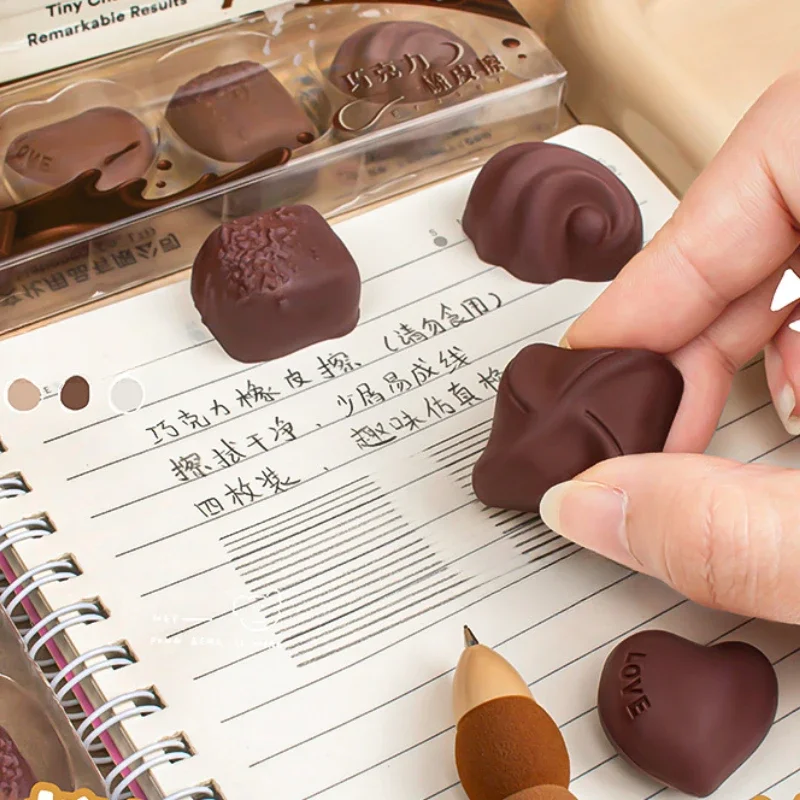 

4pcs/set Creative Design Chocolate Style Eraser Simulation Chocolate Stationery Pencil Eraser Kawaii Student School Supplies
