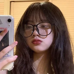 Korean Big Frame Anti-blue Glasses Women Lovely Plain Glasses Men Eyewear Cute Decorative Computer Glasses