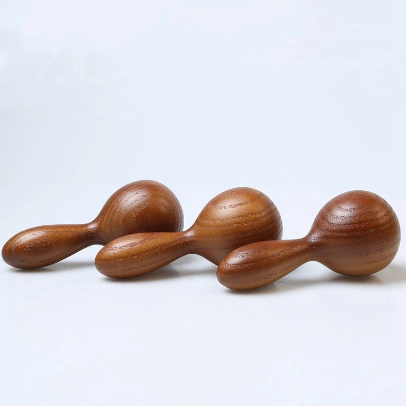 Wooden Massager Essential Oil Massage Stick Body Spa Meridian Tapping Massage Hammer Wood Therapy Relaxation Round Ball Massager