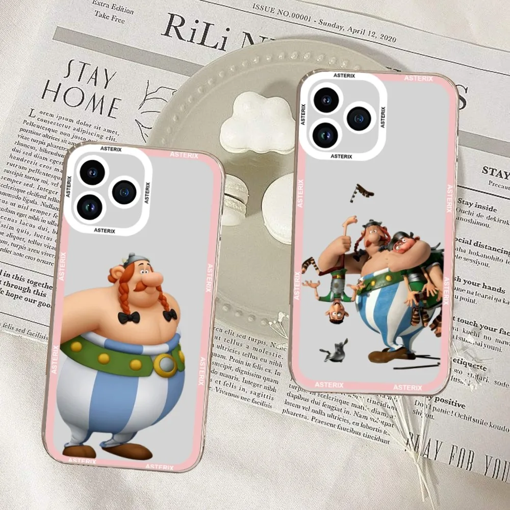 

A-Asterix Contre O-Obelix Phone Case For iPhone 11 12 Mini 13 14 15 Pro Max Transparent Shell