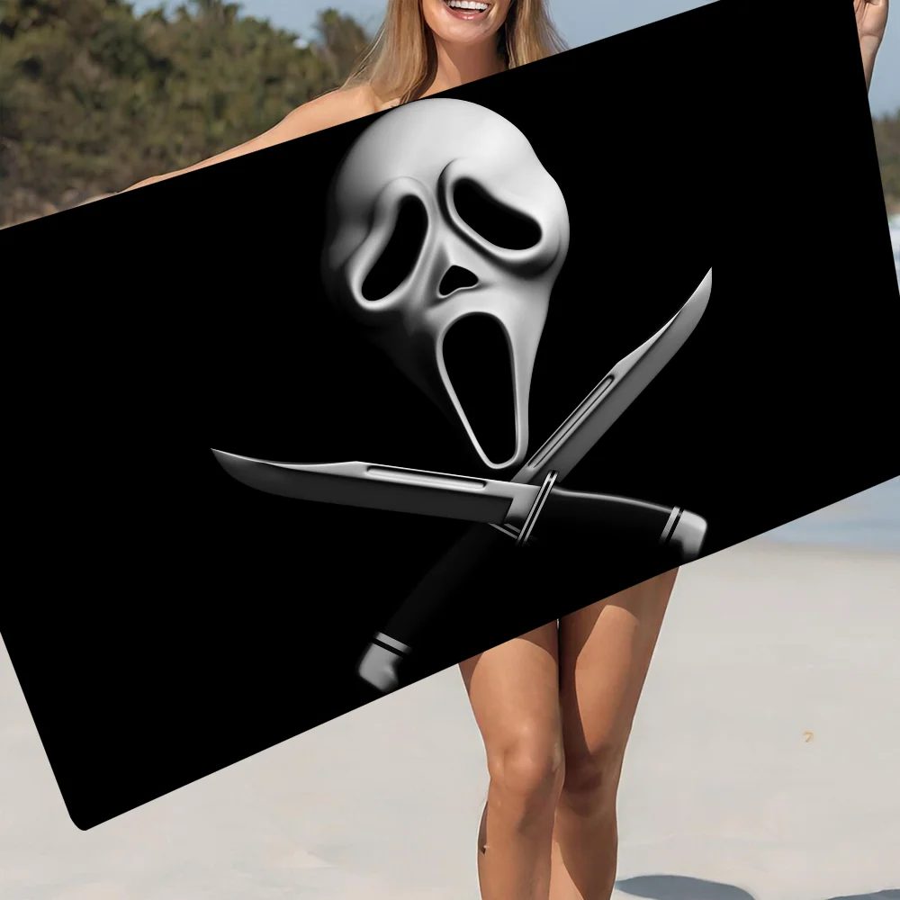 

3D Funny Horror Movie Rug Pink Ghostface Beach Towel Cartoon Cute Summer Kids Large Bath Pool Beach Microfiber For Swimming