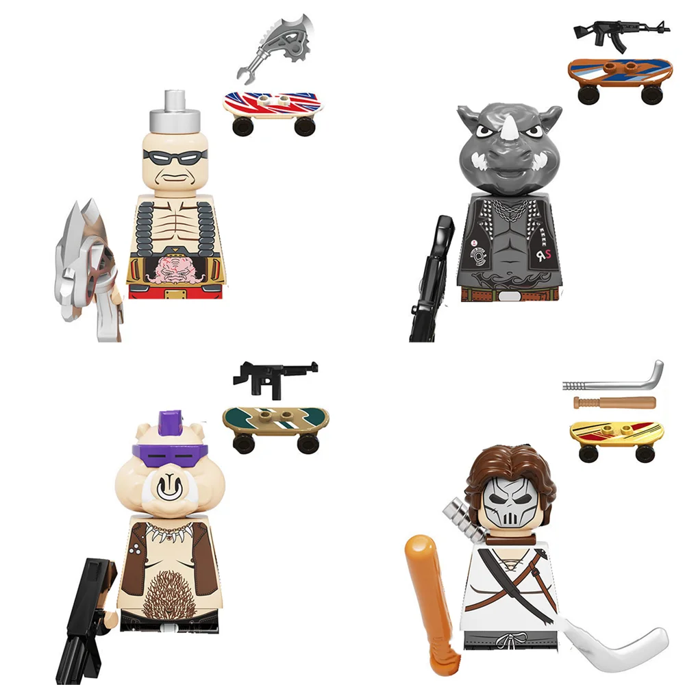 Tartaruga ninja filme mini figuras de ação tijolos leo raph don armas montar blocos de construção moc brinquedos diy para crianças