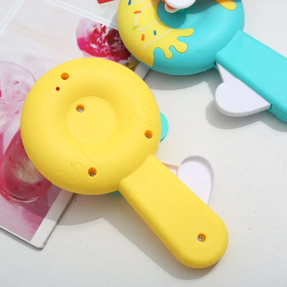 Mini Hand Pressed Small Fan Donut Birthday Toys Children Portable Handheld Manual Fan Ice cream Birthday Party Favors Guest Gift