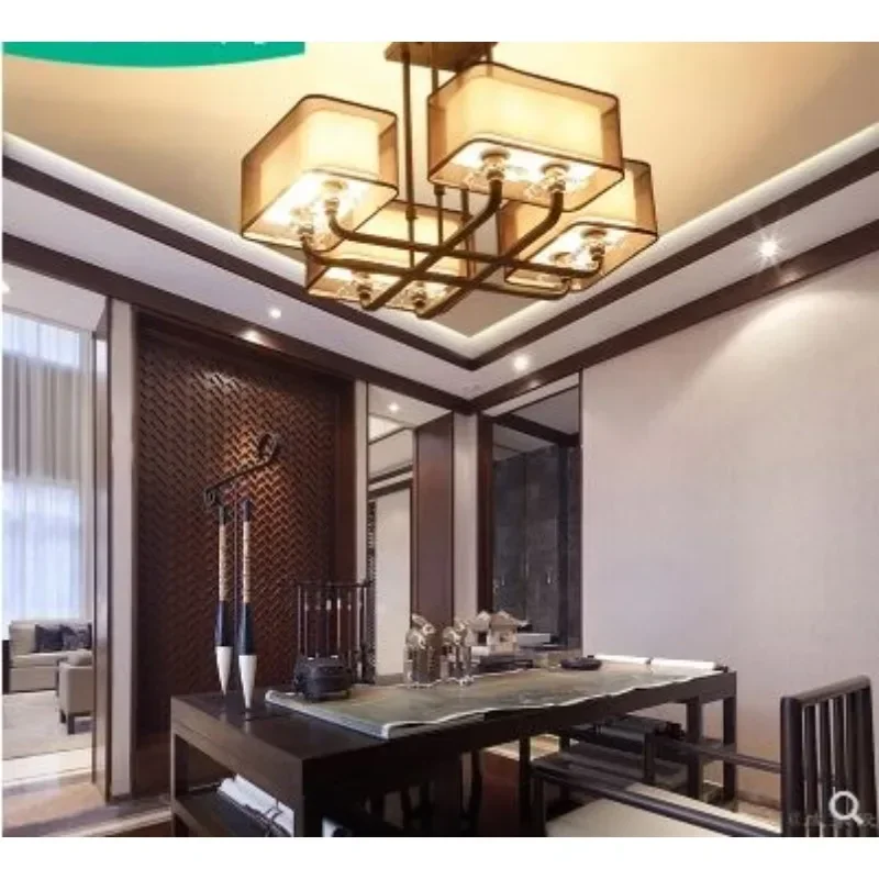 

New Chinese Chandelier Living Room Lamp Modern Minimalist Restaurant Bedroom Lighting Chinese Rectangular Classical Lamps