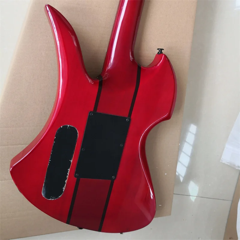 Classic Electric Guitar with Full-body Connection, Double Shake, 6 String Transparent Red Light Paint, Can be Customized