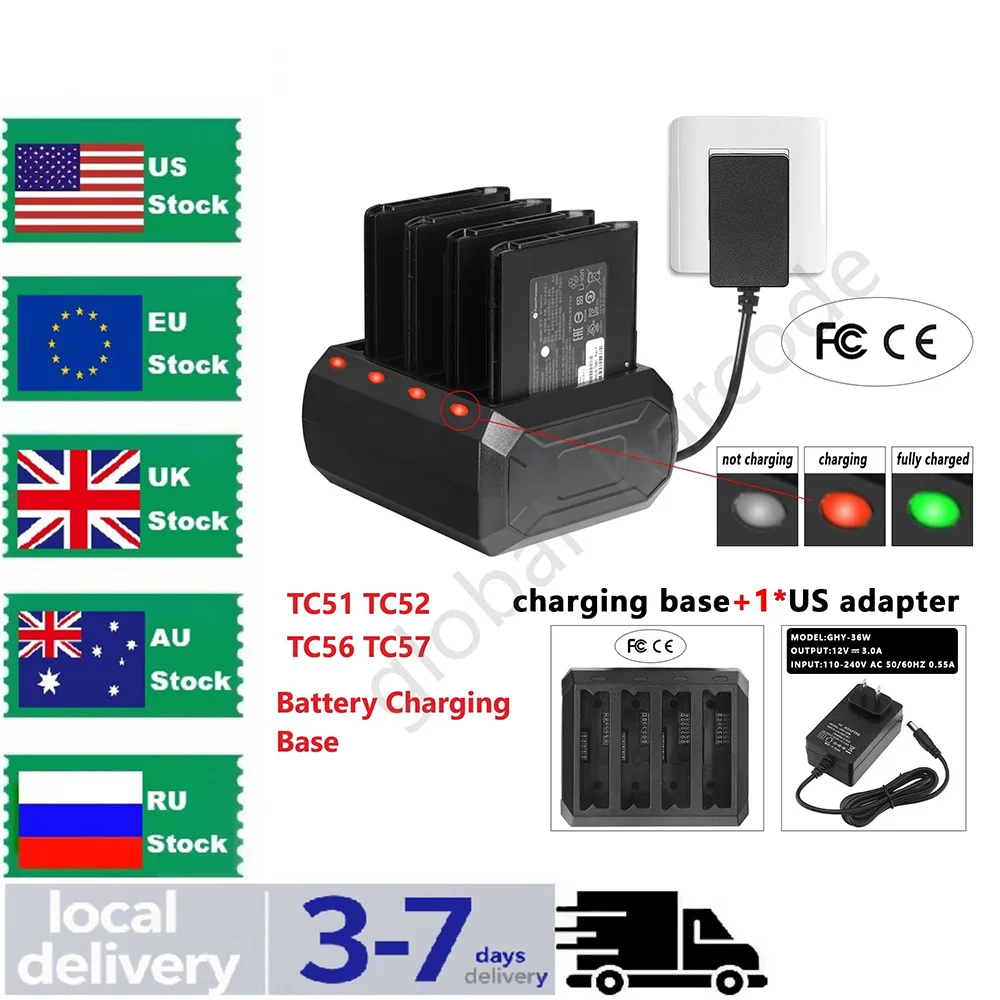 Подставка для зарядки аккумулятора с адаптером для Zebra Motorola TC51 TC56 TC52 TC57 Подставка для зарядки аккумулятора с адаптером для Zebra Motorola TC51 TC56 TC52 TC57