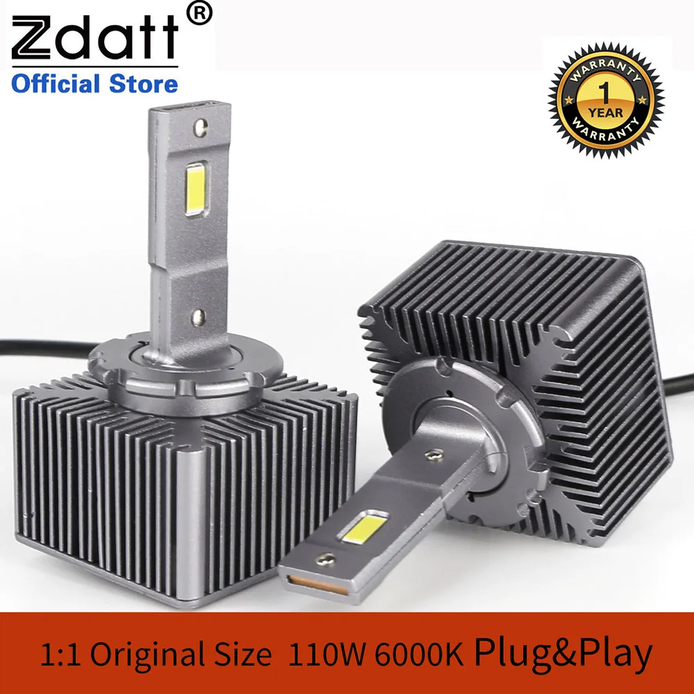 ZDATT D3S LED Headlights HID D5S D2S D4S D1S Led Canbus Car Lights 6000K 110W 40000LM Turbo Two-sided 30 Pcs CSP Chip Plug&Play