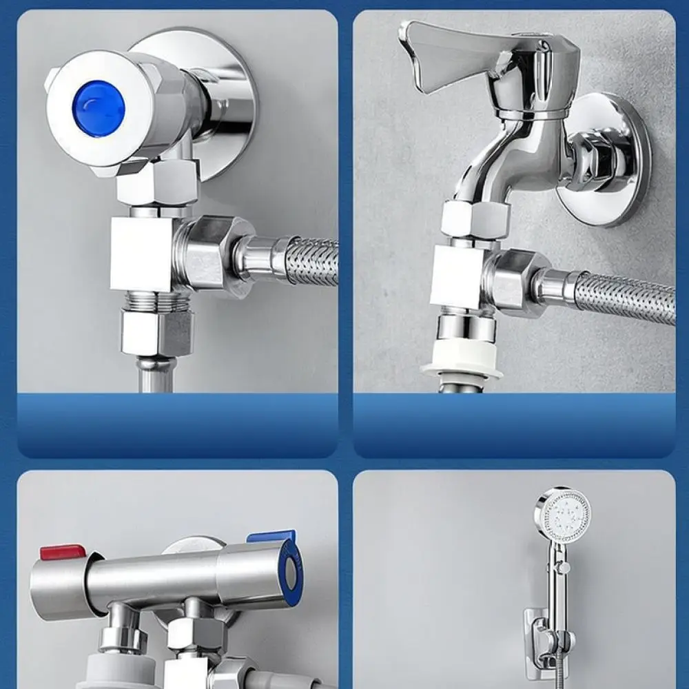 Three Way Water Divider Valve Connector For Bathroom Kitchen Faucet Adaptor Thickened Alloy Hose Pipe Splitter Fittings