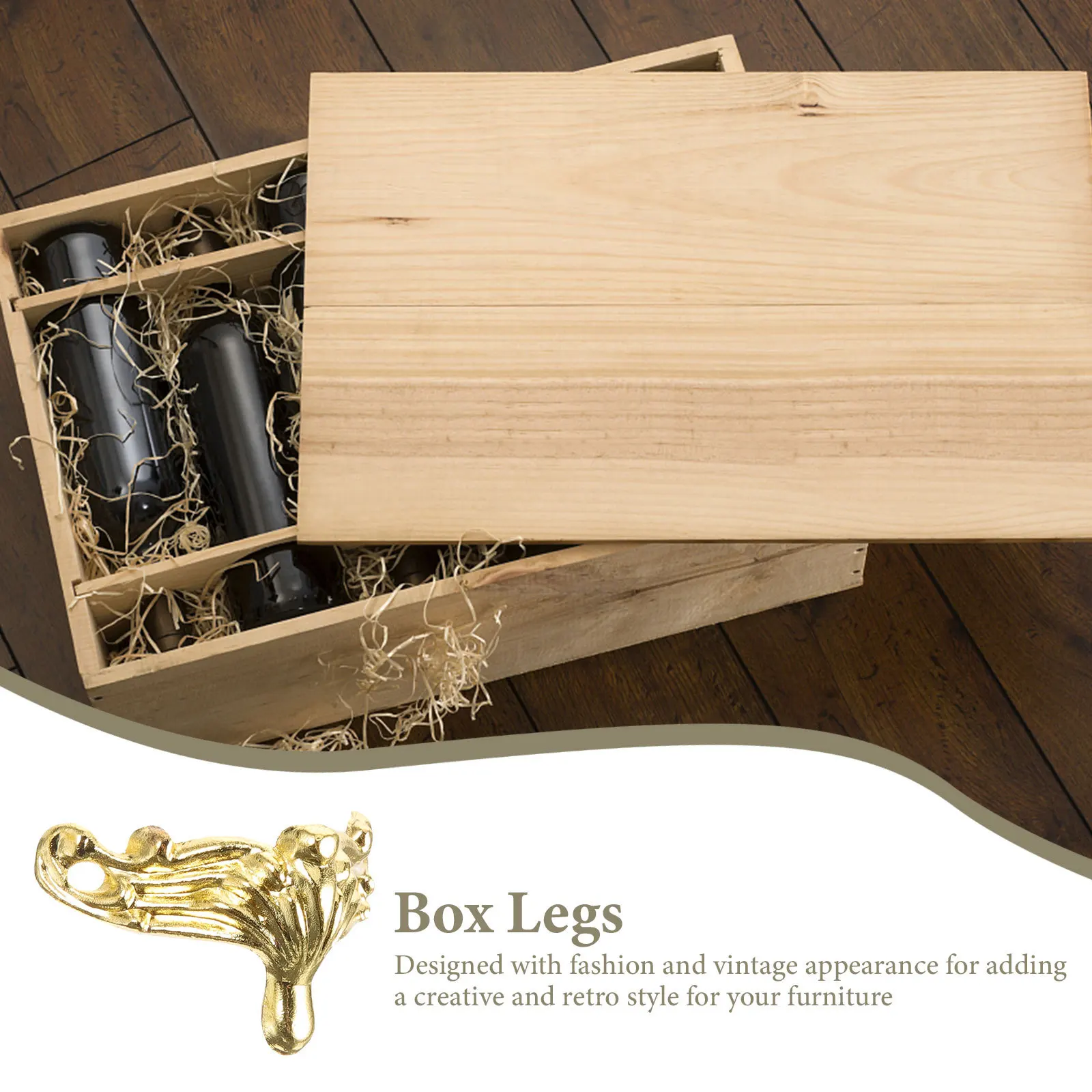 ฐานรองขาเล็กสีทอง 20 ชิ้น สำหรับกล่องเครื่องประดับวินเทจ ขาตู้ไม้สไตล์เรโทร ตัวป้องกันมุม ฐานตกแต่งเฟอร์นิเจอร์