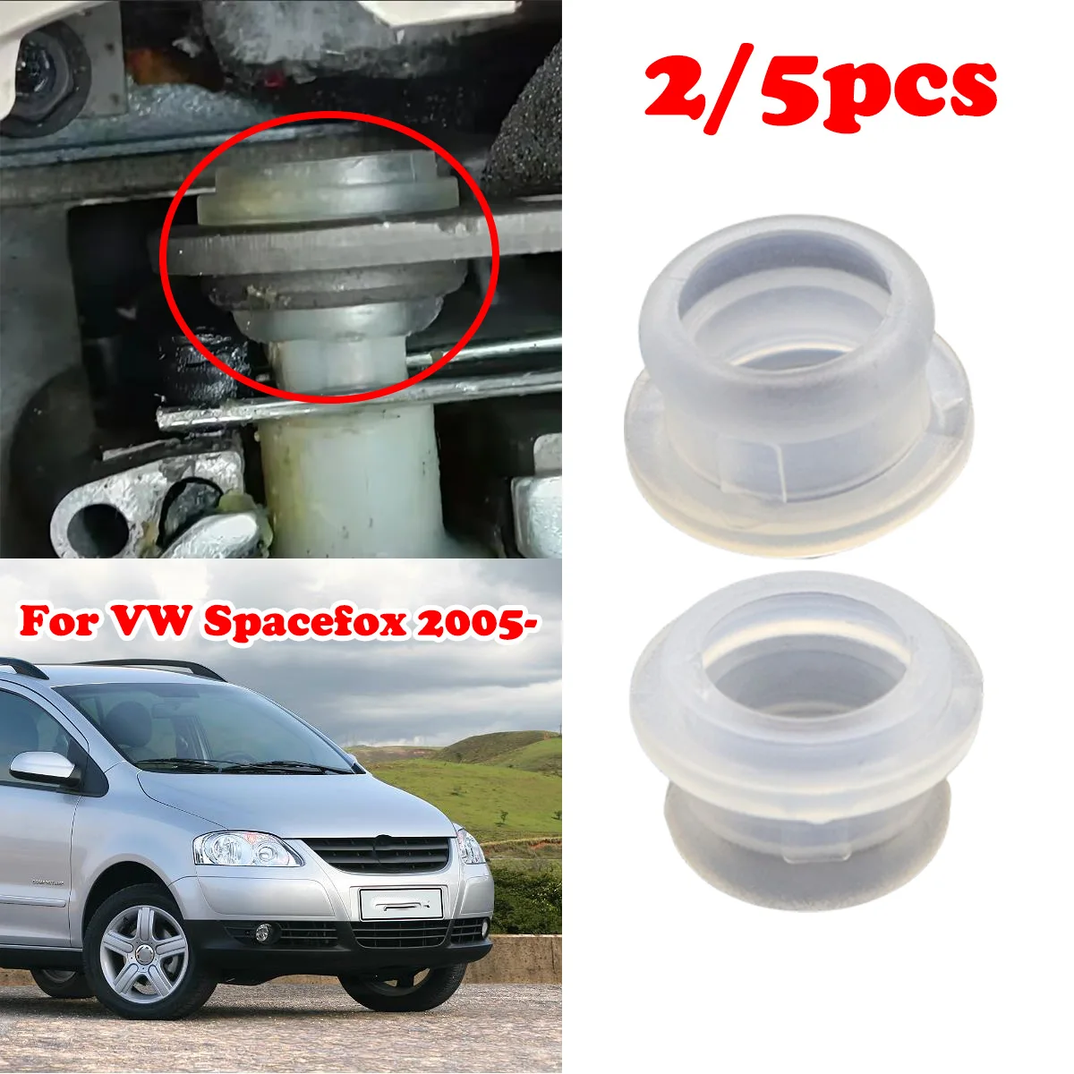2/5Pcs Gear Shifter Cable Bushing Fix For VW Spacefox 2005- Space Cross Voyage Gearbox Shift Lever Rubber Sleeve Lever Pad Apron