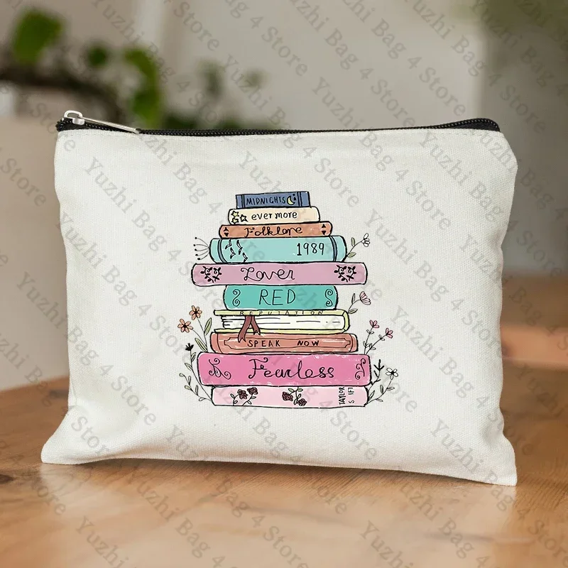 Floral Book Decor Print Makeup Bag Music Lover Gifts Fans Singer Song Album testi regalo per ragazza donna amici sorella